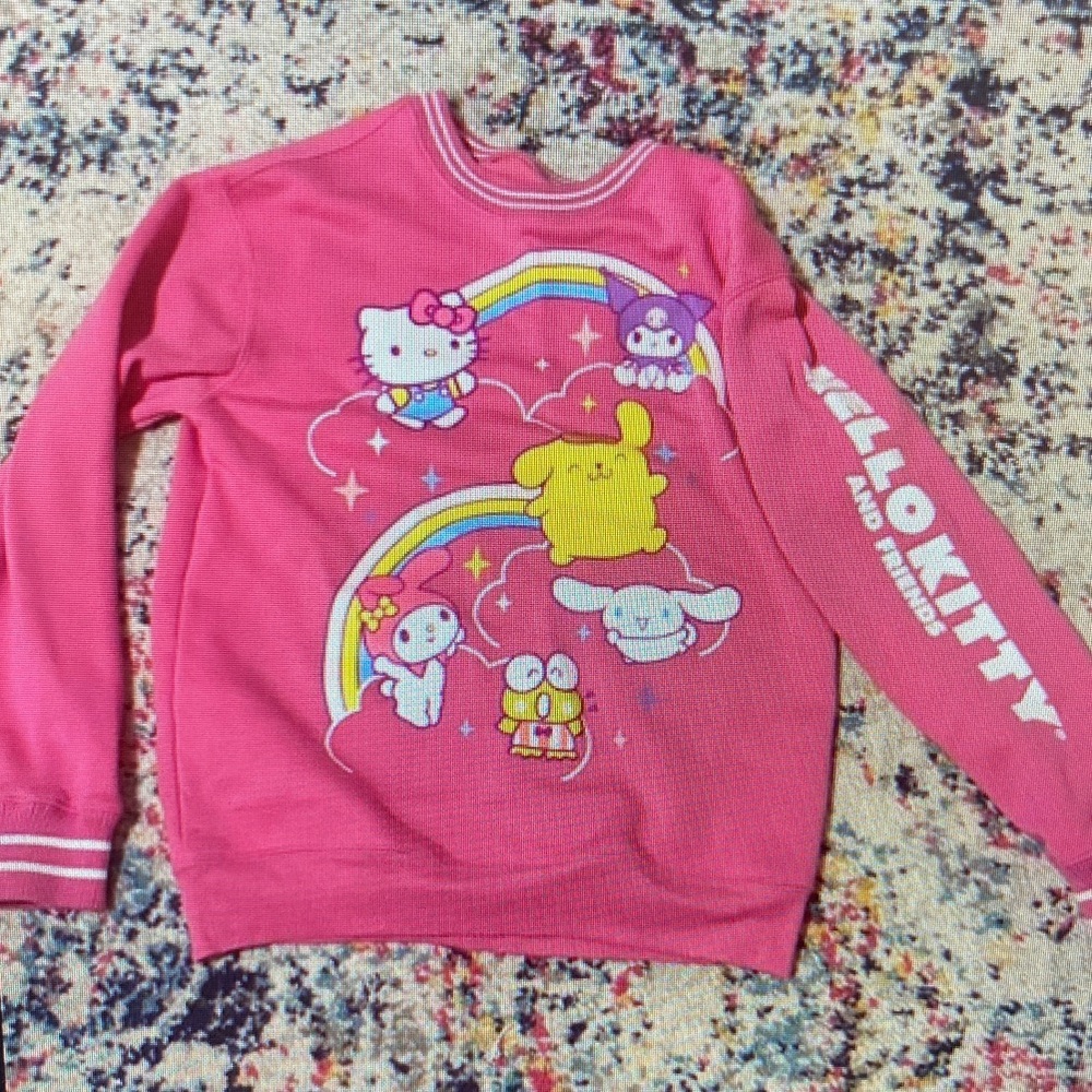 Hello Kitty Pink Sweatshirt with Rainbow Friends